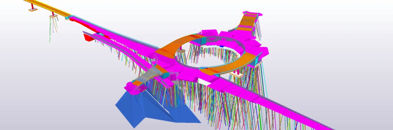 Trafikplats Vega i Haninge, modellen i Tekla Structures.