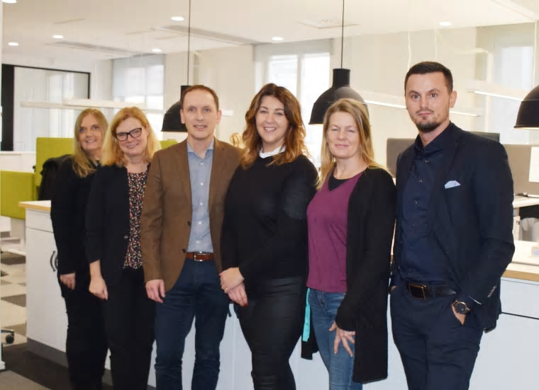 Anneli Kiander, upphandlare, Annelie Johansson, VD, Henrik Lundin, affärschef, NCC Annika Mässing, projektledare, Annika Burström, projektchef, Arbnor Belulaj, chef för verksamhetsutveckling projekt.