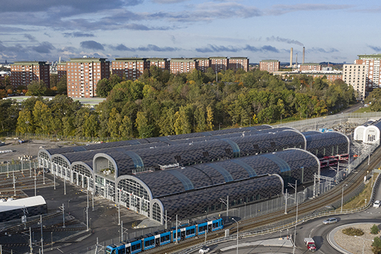 Aga-depån, nominerad till Trafikverkets arkitekturpris.