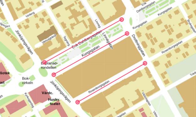 Delar av Erik Dahlbergsgatan, Kungsgatan och Rosenborgsgatan i Huskvarna kommer i perioder vara helt avstängda för trafik under vecka 27 och 28.