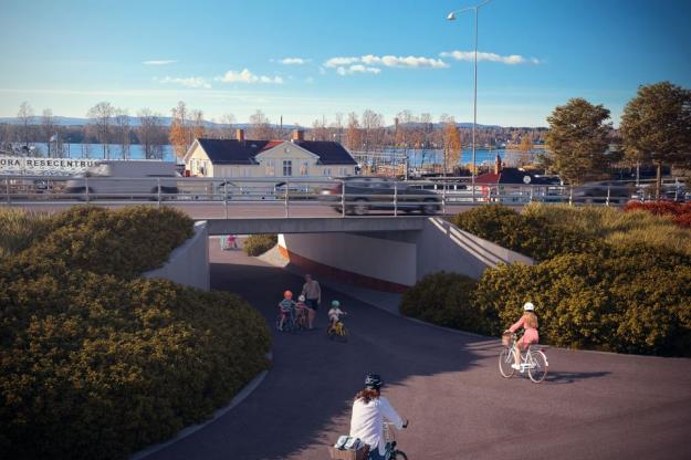 Den nya gång- och cykelporten vid Kristinebergskullen.