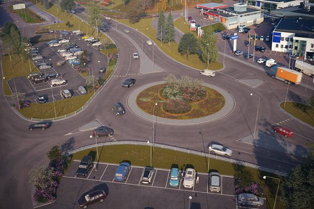 Ny cirkulationsplats Broåkern, med nya parkeringsplatser vid resecentrum.